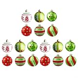 Gettimore 18 adornos de bolas de Navidad, bolas de plástico ligeras para colgar en fiestas de Navidad, decoraciones interiores y exteriores