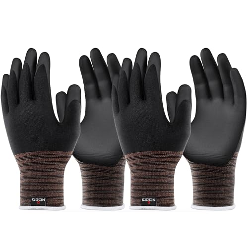 NoCry Nitrile Coated Work Gloves with Grip — Breathable & Flexible - Oil & Tear Resistant Working Gloves for Men and Women - Ideal Mens Work Gloves, Mechanic Gloves for Men or Warehouse Gloves for Men