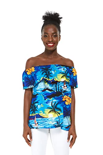 Image of Hawaii Hangover Family Matching Hawaiian Clothes, Sunset Blue | Family matching Hawaiian outfits, Sunset Blue, lightweight rayon, machine washable, tropical print, luaus, cruises