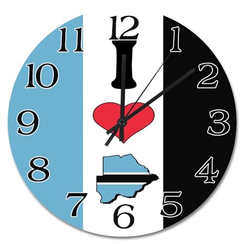 Horloge murale en bois Botswana de 38 cm rustique et silencieuse à piles