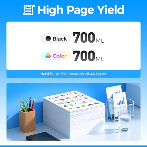 Image of T694 Ink Cartridge 5-Pack 700ml High Yield Replacement for T6941 T6942 T6943 T6944 T6945 Ink Works with SureColor T3000 T3720 T5000 T5720 T7000 T7270 T3200 T5200 T7200 T3070 T5070 T7070 T7270D Printer