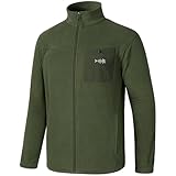 BASSDASH AllDay Men’s Full Zip Fleece Jacket Soft Sweatshirt Breathable Mid-Weight Polar Fleece Winter Coat with Pockets Army Green