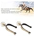 MORECP Western Cowboy Zinc Alloy Horse Spurs, Paired with Cowhide Holes Spurs Belt, Carved Decoration Men Women Horse Boot Spurs with Turnable Gear Proof for Equestrian Enthusiastss-MP1229-03
