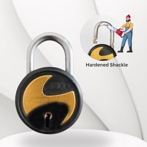 Image of Azco Round Locks Multiple Keys Padlocks 52mm 65mm Steel Levers Double Locking, Strong Hardened Shackle Lock and Key for Home Door Shutter Shop Office Main Gate (6 Keys BSport 65mm Pack of 1)