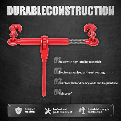 Image of 2 Pack 13000LBS Ratchet Chain Load Binders, 1 /2 to 5 /8 inch Load Binder with 2 Grab Hooks, Chain Binder Breaking Strength up to 46000LBS, Ratchet Binder for Truck, Tie Down, Hauling, Towing