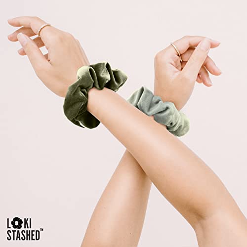 Lokistashed 3-Pack Velvet Hair Tie Scrunchies For Vsco Girls & Women, The Original Hidden Pocket Scrunchie With Zipper Pocket Storage, Accessories, Small Items, Keys, Money - Emerald Set #TOP6