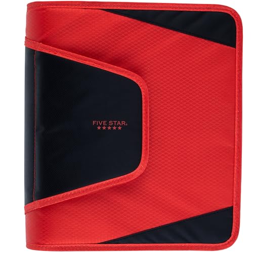 Five Star Zipper Binder, 1-1/2 Inch 3-Ring Binder for School, 3 Pocket Expanding File, 500 Sheet Capacity, Red (72206) - Image 7