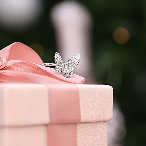 Bague de papillon en argent sterling ajustable pour femmes