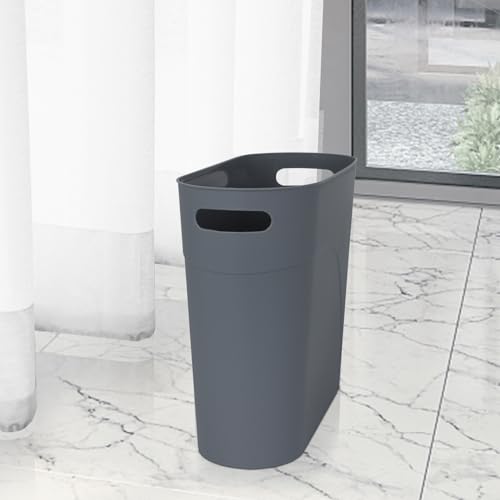 Image of 2 Pack 3.2 Gallon Plastic Trash Cans for Bathroom, Small Waste Bins with Handles, Compact Garbage Containers for Narrow Spaces, Recycle Wastebaskets for Office, Kitchen, Bedroom, Living Room (gray)