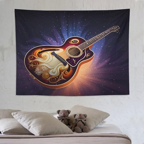 Tapisserie guitare PAZZK pour habiller un grand mur vide de salon facilement