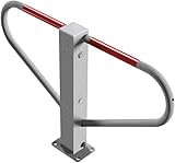 Gewicht: ca. 9,0 kg Parkplatzsperre umlegbar für Dübelbefestigung mit Rundzylinderschloss (inkl. 3 Schlüssel) - Stahlrohr feuerverzinkt 70 x 70 mm mit seitlichen Rundrohrbügel