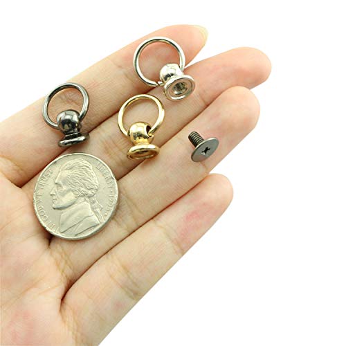 Ruiling 30Pcs 8X6Mm Screwback Round Head Rivet With Pull Ring 3 Color Assrted Kit Metal Handmade Diy Accessory Nail Heads Stud Leather Craft Screw Rivets (Silver, Black, Gold) #TOP5