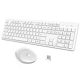 Wireless Keyboard and Mouse, WisFox Full-Size Wireless Mouse and Keyboard Combo, 2.4GHz Silent USB...