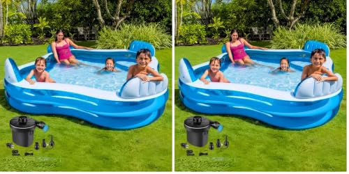 Image of Toy ImagineTM Best Suited for Family Inflatable Kid Swimming Pool, Baby Bath tub, Holi Water Pool for Kids with Air Pump Swim Center Family Lounge Pool|Inflatable & Deflatable with Built-in Bench