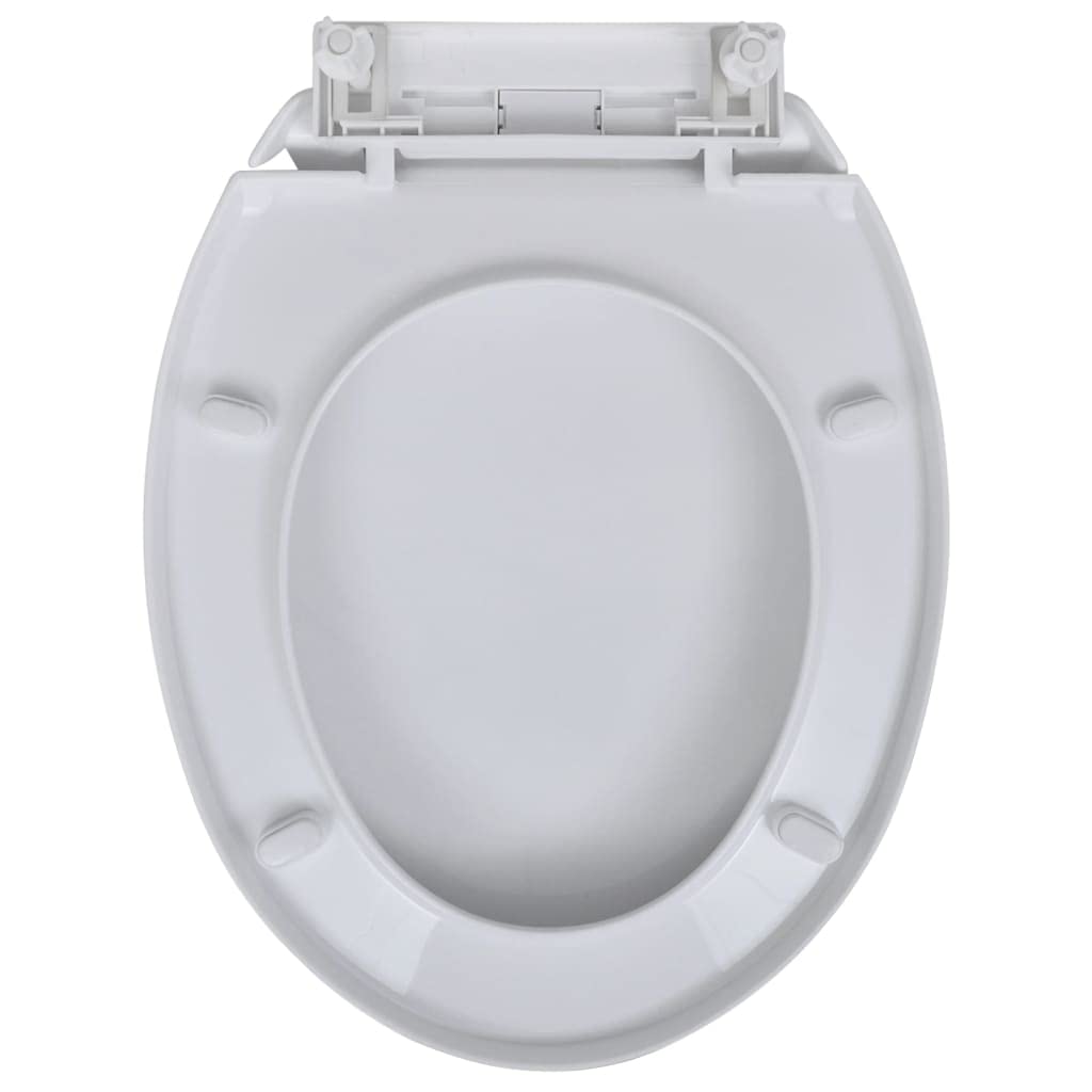 Asiento de inodoro con descenso automático, 2 unidades, plástico blanco, tapa de inodoro de cierre suave, asiento universal con bisagra, extraíble, silencioso, fácil montaje para baño, familia