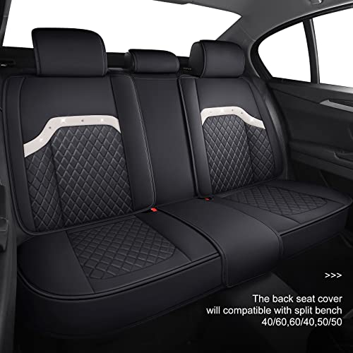 Aierxuan Sparkle Bling Diamond Women Car Seat Covers Waterproof Leather Universal Fit Mazda Cx-3 Cx-5 Toyota Highlander Jeep Hyundai Elantra Sonata Accent With Split Bench (Full Set, Black) #TOP2