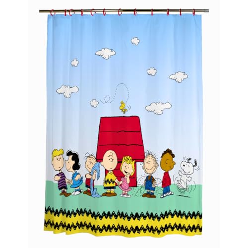 Image of Peanuts 13-Piece Shower Curtain Set, 72 x 72 Inch Fabric Curtain with Hooks, Bathroom Decor, Machine Washable, (100% Officially Licensed Product) by Franco Collectibles