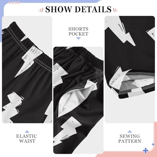 Boys' Pants Doodle White Lightning Bolt Long Bottoms Jogger Pants Elastic Waist Trousers with Pockets S-XL4