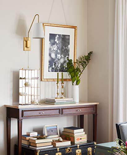 JEENKAE Modern Plated Brass Gold Plug-in Wall Sconces Set of Two Fabric Shade Bedroom Wall Lamp with Pull Chain Switch - Image 3