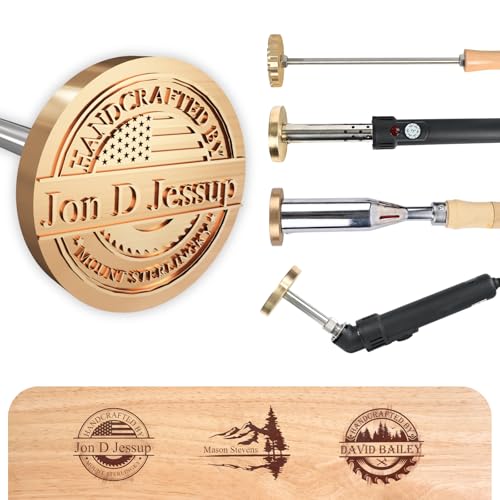 Terwex Custom Branding Iron for Wood, Personalized Logo Branding Iron with Your Text Unique Design, Durable Metal Wood Burning Stamp for Leather Food, Wedding & Handmade Lover Gifts (Brass Stamp Head)