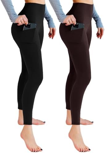 Leafigure 2er Pack High Waist Leggings Damen mit Taschen | Blickdichter Stoff, Elastischer 4-Wege-Stretch, Ideal für Gym, Yoga, Laufen und Alltag