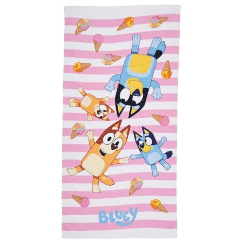 CARTOON Telo Mare Bluey per Bambini 70x140 cm Microfibra...