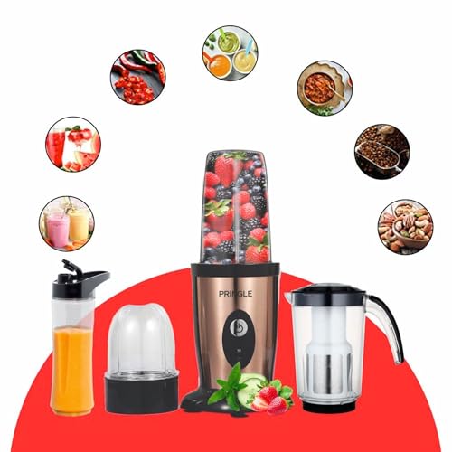 Image of Pringle NB103 Nutri Blender 600W | 22000 RPM High-Speed | Smoothie Maker & Mixer Grinder | 100% Copper Motor | Stainless Steel Blades |3 Unbreakable Jars | 3-in-1 Grind Mix Blend | 2 Yr Warranty