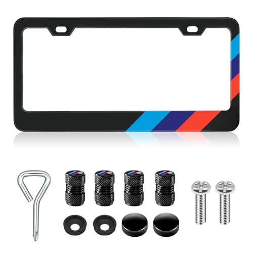 KENTUTO License Plate Frames for BMW Accessories Universal Solid Rust-Proof Aluminum Matte Black License Plate Cover for Front and Rear Car Tags (1 PC)