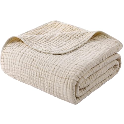 Yoofoss Muslin Blanket 100% Organic Cotton Throw Large 90" x
