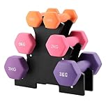 TEENO Neoprene Dumbbell Set Weight Lifting Dumbbell Kit 1/2/3KG with Storage Stand, for Fitness, Vinyl Coated, Strength Training For Men and Women At Home and Gym