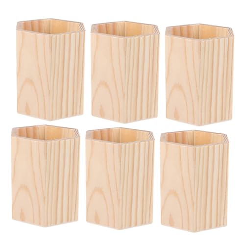 Porte crayons bois naturel pour bureau encombré : la solution de rangement géométrique en pin