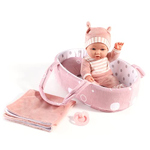 Enjoyin ZT01008 12'' Baby Doll Playset With Washable Doll Accessories Includes Carrier Bassinet Bed, Pacifier, Blanket, And Pillow, First Baby Dolls For Toddlers 36 Months And Up thumb #7