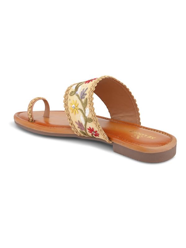 Image of XE Looks Women's One Toe Ethnic Slip-On Flat Slippers Embellished & Trendy Footwear For Women & Girls