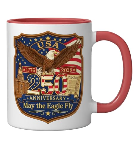 Taza de cerámica patriótica roja/blanca 11 onzas miniatura 2