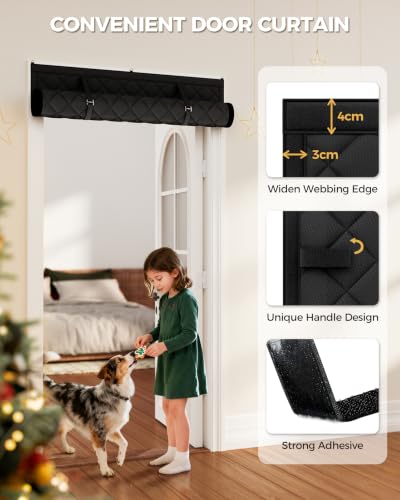Image of Augblinds Thermal Insulated Door Curtain, One-Piece, Fits 32 x 80 in, Black