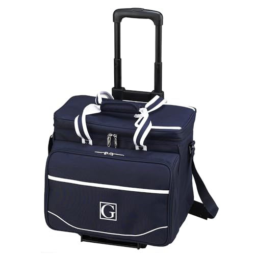 Picnic at Ascot Personalized Monogrammed Insulated Picnic Cooler with Service for 4 on Wheels-Designed & Assembled in The USA
