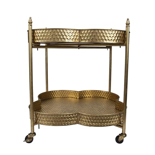 Metal Clover Shaped Bar Cart in Gold by Creative Co-Op - Image 5