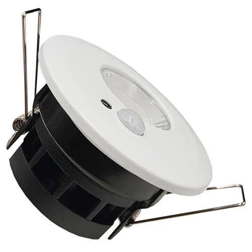FactorLED Projecteur encastrable circulaire avec détecteur de mouvement, 7 W (70 W), Ø9x5 cm, 700 lm, IP65 Extérieur, Résistant au feu, Lumière...