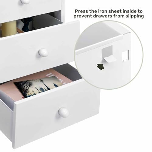 HollyHOME Archivadores Móviles, Archivador de 4 Cajones con Cerradura, Armario de Almacenamiento de Metal Bajo el Escritorio con Ruedas para Oficina en Casa Tamaño A4 Carta, Blanco - imagen 5