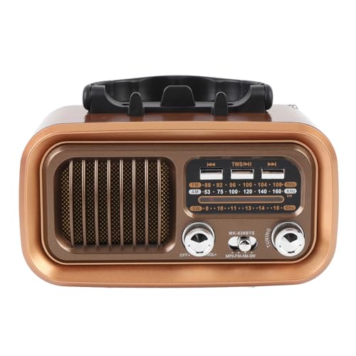 Sunydog Radio Retro Altavoz BATERÍA Solar Recargable PORTÁTIL Am FM Radio DE Corta para Camping AL Aire Libre (Oro)