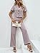 SweatyRocks Women's 2 Piece Outfits Short Sleeve Cropped Lapel Blazer with Dress Pants Set Dusty Pink M