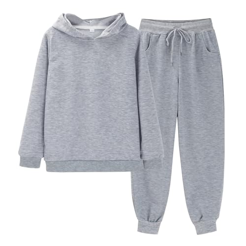 Girls Sweatsuit 2 Piece Hooded Sweatshirt and Wide Leg Sweatpants Sweat Set