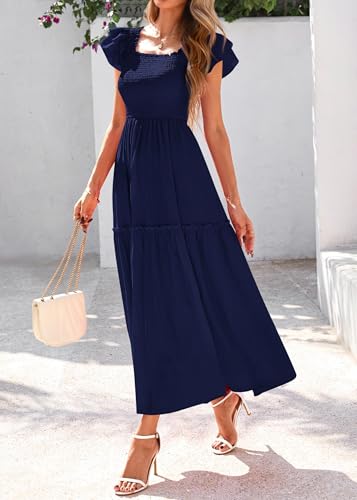 Image of KIRUNDO Smocked Summer Midi Dresses for Women 2026