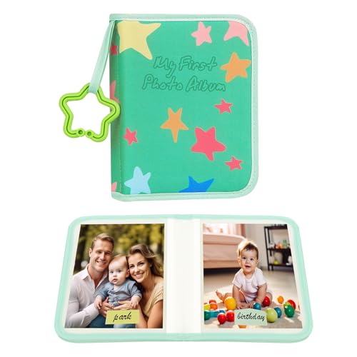 Image of Baby's My First Photo Album for Baby Holds 21 4x6 Photos, Baby Photo Album Soft Cloth Family Book, My First Family Album for 4x6 Baby Shower Kids Toddlers Family Pictures, Toddler Photo Album (Green)