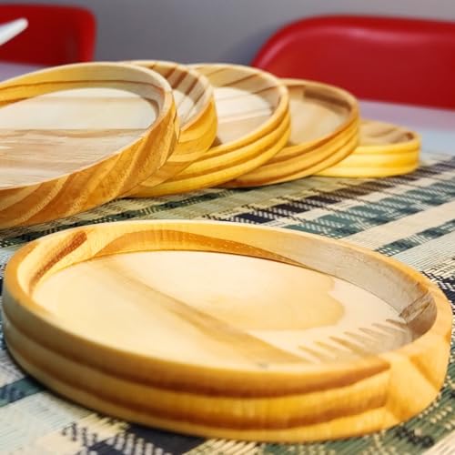 Kit Porta Copos de Madeira Pinus 6 Peças para Mesa de Café, Escritório e Cozinha, Acabamento em Óleo