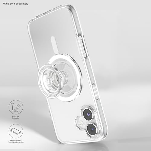 Image of POPSOCKETS iPhone 16 Case Compatible with MagSafe, Phone Case for iPhone 16, Wireless Charging Compatible, Case Only - Clear