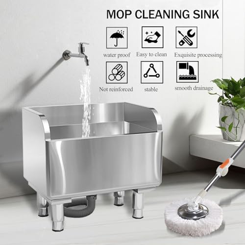 Stainless Steel Floor Mop Sink - Mounted Mop Service Basin for Commercial Use (23.6'16.1'21.6')