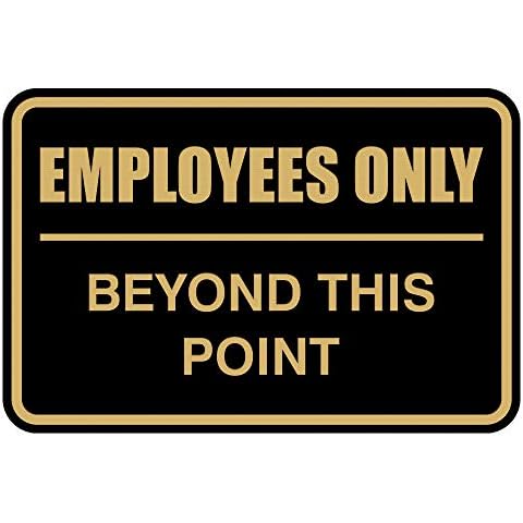 All Quality Classic Framed Employees Only Beyond This Point Wall or Door Sign | Easy to Install Business Signage - Large (Black-Gold) 1 Pack Cover