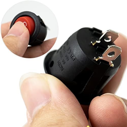 Rocker Switch ON/Off KCD1 Mini Round Toggle Switch SPST 2Pin Snap-in Latching with Wires Pre-Wired AC 6A/250V 10A/125V,for car Boat(10Pcs)