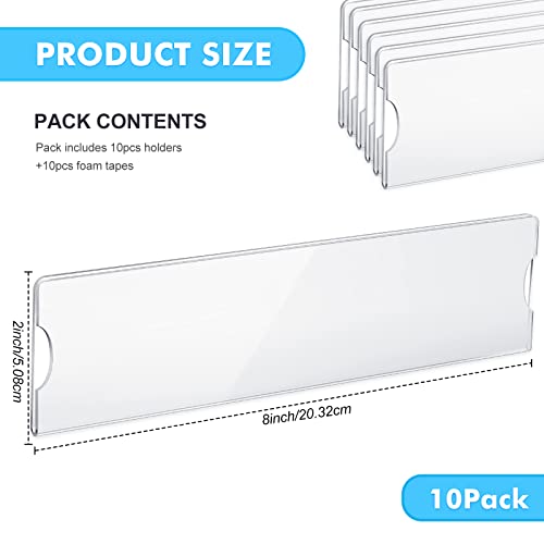 Yulejo 2 x 8 Inch Acrylic Wall Name Plate Holder Clear Plastic Sign Holder Frame with Adhesive Tape Horizontal Name Plates for Door Office Nameplate Display Trays Office Home Classroom favors(30 Sets)